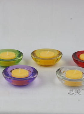 小飞碟玻璃烛台彩色婚庆生日酥油灯茶蜡香味蜡烛简约现代掌柜推荐