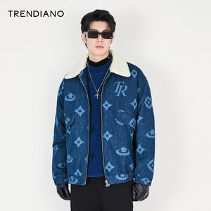 TRENDIANO官方男装冬季新款提花短款棉衣外套男