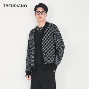 TRENDIANO官方潮牌男装秋季新款针织衫长袖开衫毛衣外套男士