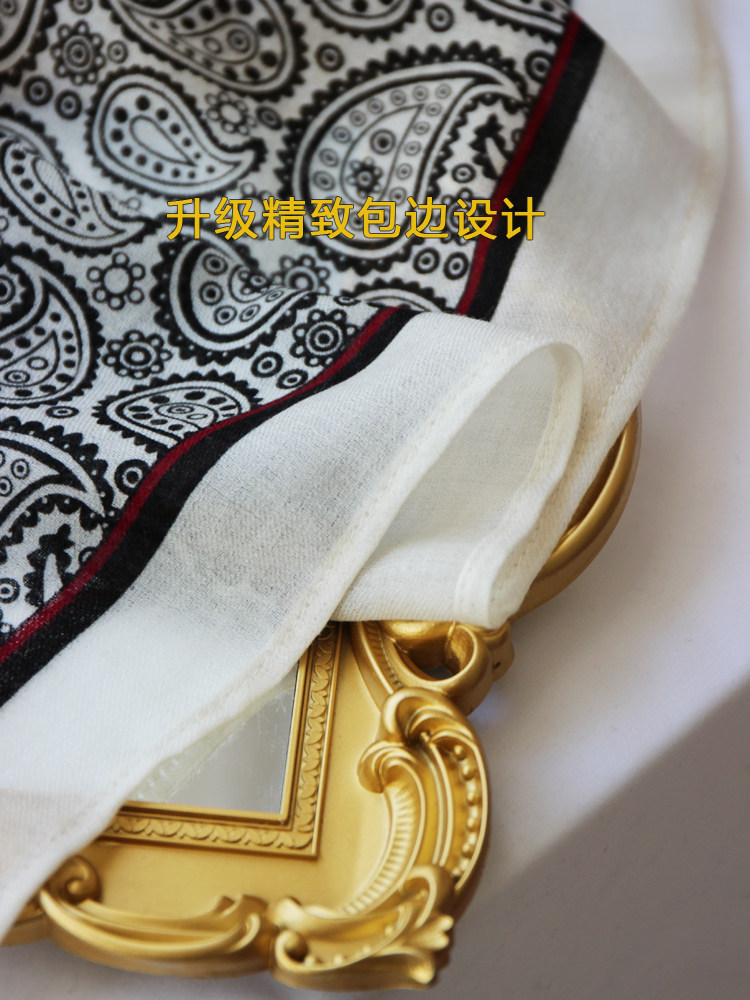 SUCHU素雏裸感200支细羊毛印花方巾空调披肩围巾薄戒指绒黑白波点,淘宝优惠券,粉丝福利购,淘宝优惠卷