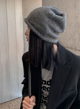 毛线帽毛线帽女羊驼毛保暖秋冬