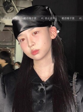 韩系复古辣妹黑色包头头巾女甜酷个性百搭高级感嘻哈街头方巾丝巾