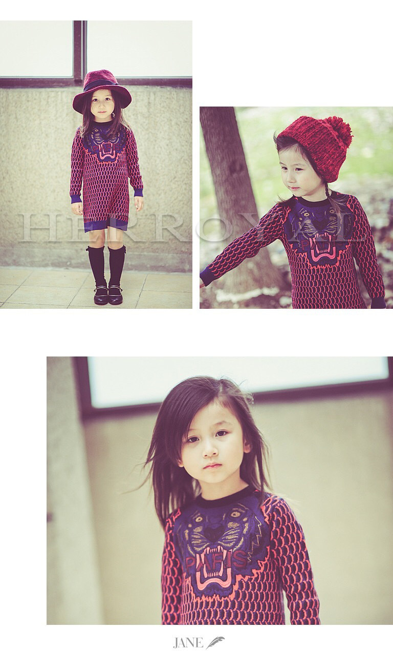 HERROYAL女童裙潮爆秋冬刺绣连衣裙宝宝毛衣裙中大童亲子裙洋气,淘宝优惠券,粉丝福利购,淘宝优惠卷