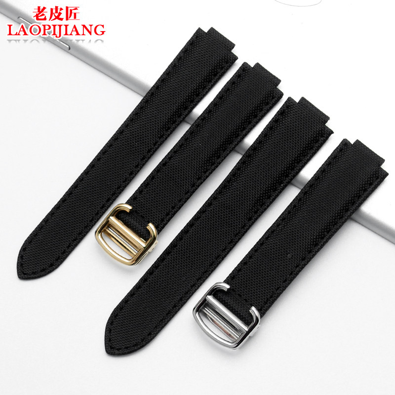 尼龙防水底皮适配卡地亚帆布表带 老皮匠手表配件