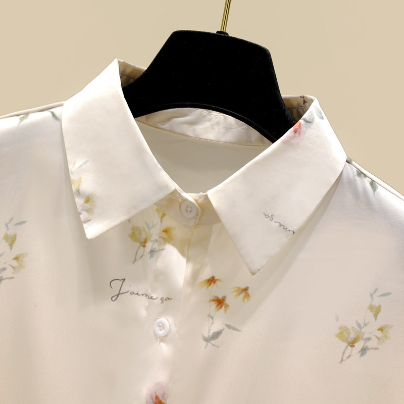 白衬衫女秋装2020新款设计感小众 古迪鲨衬衫