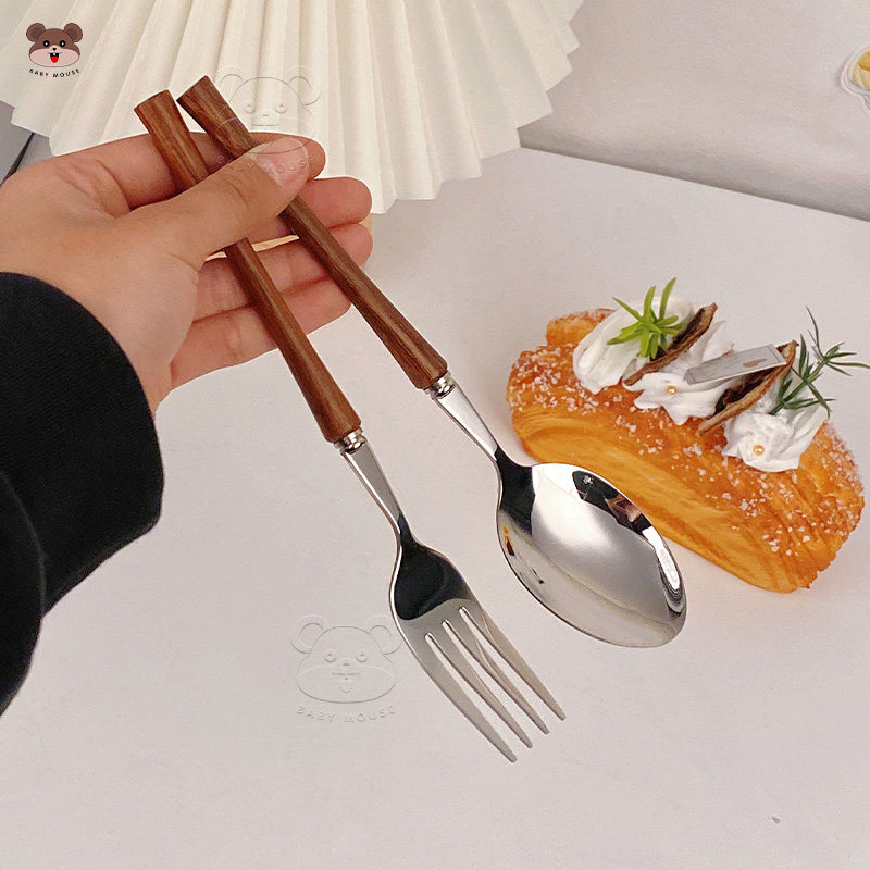 304不锈钢复古刀叉两件套木柄牛排刀叉勺三件套叉子西餐餐具套装,淘宝优惠券,粉丝福利购,淘宝优惠卷