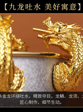 纯铜九龙吐水浴佛盆太子佛浴佛盆