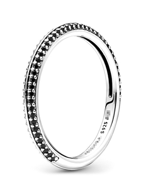 潘家S92纯银玫瑰金黄金色me系列滴胶半单石细圈设计叠戴戒指对戒