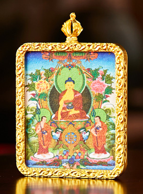 西藏唐卡吊坠扎基拉姆前世今生八大守护神高清唐卡画布唐卡吊坠