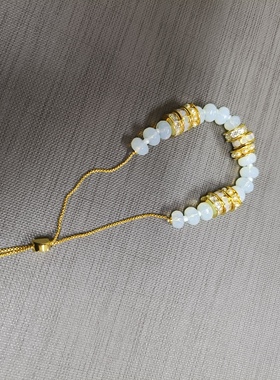 高品质 出口欧美轻手链 奢时尚首饰 白色蛋白石拼色串珠手串女