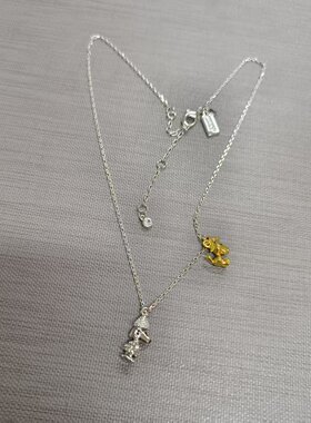 高品质出口欧美轻奢时尚首饰史努比金色小狗吊坠银色项链女