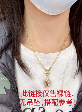 不对称粗细裸链 高品质出口欧美外贸首饰金色小圆圈项链女百搭链