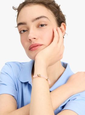 高品质出口欧美 好运连连粉色石头串珠手链女