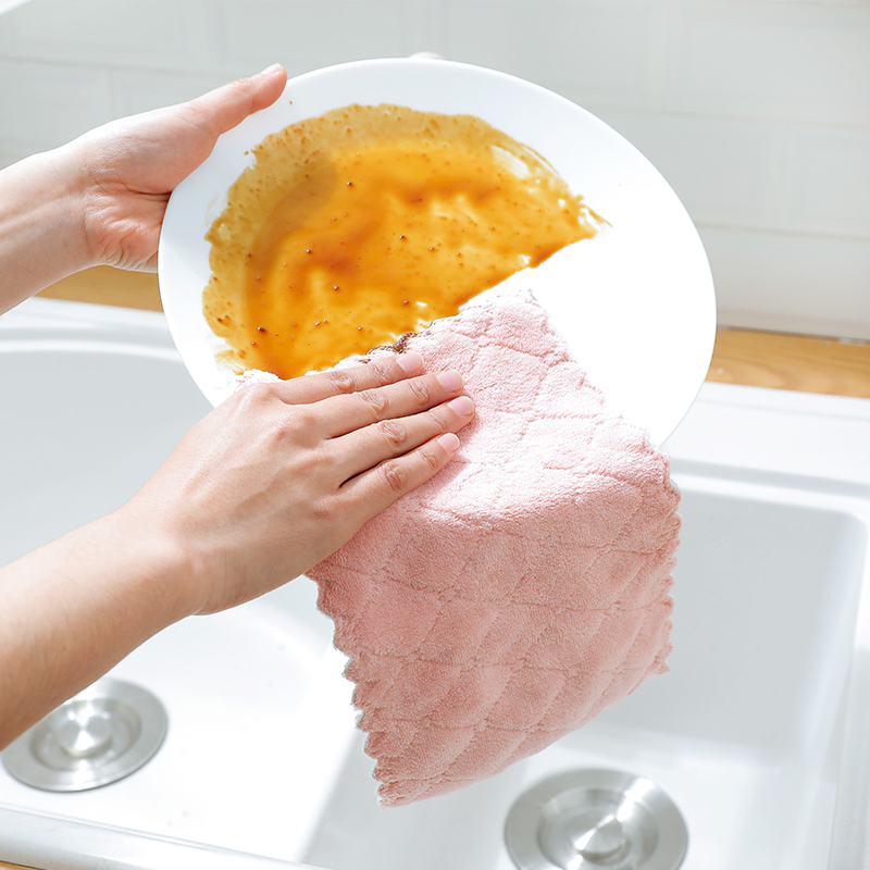 抹布厨房洗碗布家务清洁子擦桌吸水易掉毛去油的双面刷碗巾 - 图2