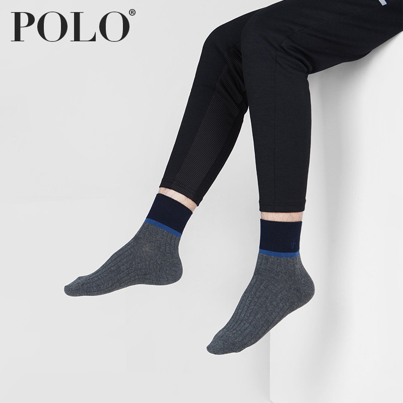polo男春季中筒纯色针织皮鞋袜子 polo品棉短袜/打底袜/丝袜/美腿袜