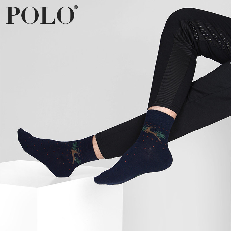 polo男冬季中筒羊毛商务休闲男袜子 polo品棉短袜/打底袜/丝袜/美腿袜