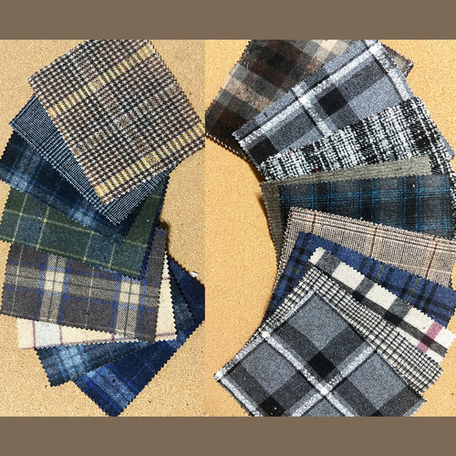 毛呢面料小样合集粗花呢羊毛羊绒千鸟格人字纹格纹提花磨秋冬面料 - 图1