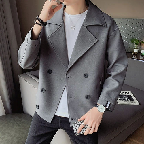 Осенний трендовый плащ, универсальная короткая мужская куртка для отдыха в английском стиле, коллекция 2022