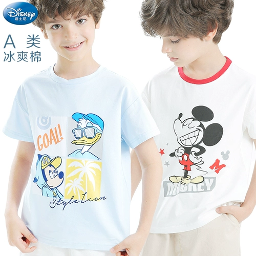 Дисней, летняя футболка для мальчиков, хлопковый наряд маленькой принцессы, короткий рукав, подходит для подростков, детская одежда
