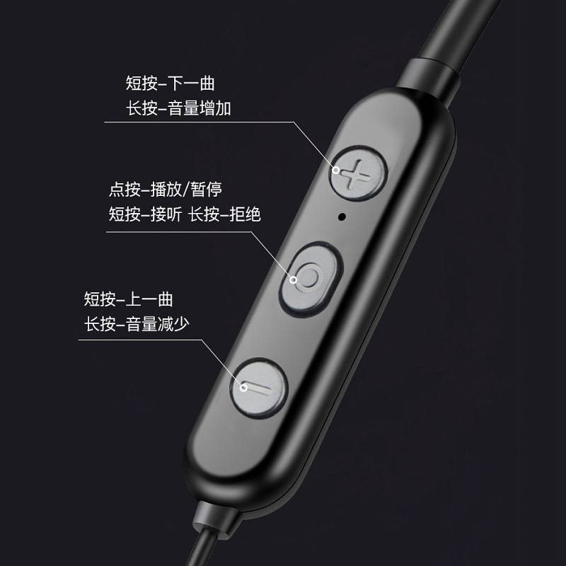 风歌数码专营店磁吸挂脖式无线蓝牙耳机 入耳式双耳颈挂式超长续航待机听歌运动跑步黑色苹果小米vivo华为oppo安卓手机通用2