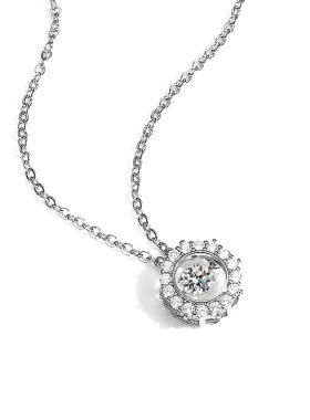 纯银跳动的心吊坠项链女小众设计