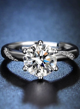 纯银一克拉开口戒指女小众设计