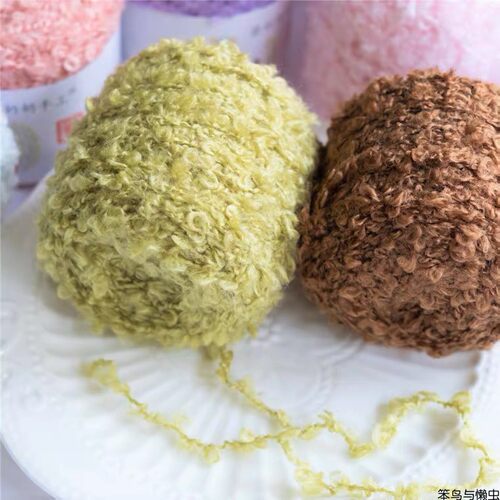 三团包邮 圈圈线 手编纱线毛绒线玩偶头发线特色羊毛茸茸耳机线 - 图2