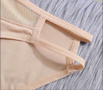 New Silky Low Waist Briefs for Women Ice Silk Mesh Spliced ​​Side Straps Hollow Sexy Fashion Shorts Quick Drying