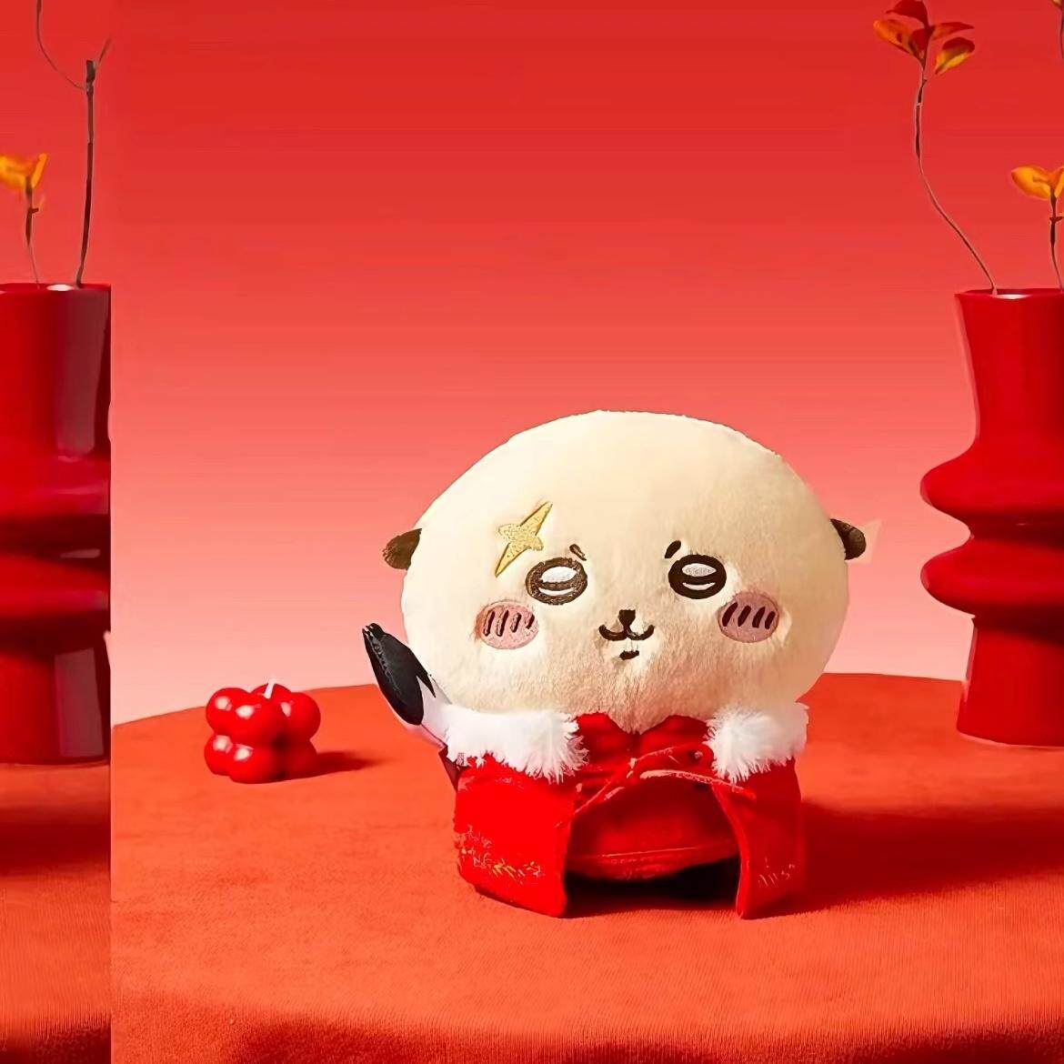 正版名创优品chiikawa新年新春系列小八乌萨奇吉伊毛绒公仔挂件
