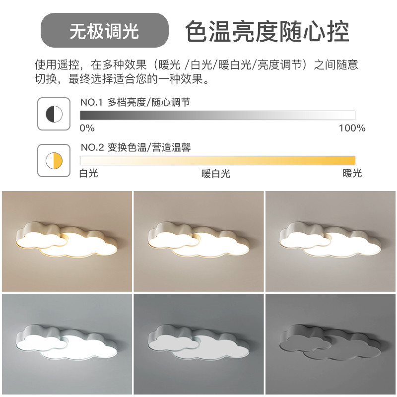简约现代led吸顶灯创意卧室灯云朵儿童房灯极简客厅灯餐厅房间灯-图3