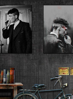浴血黑帮卧室装饰画咖啡店黑手党挂画理发店老电影谢尔比海报壁画