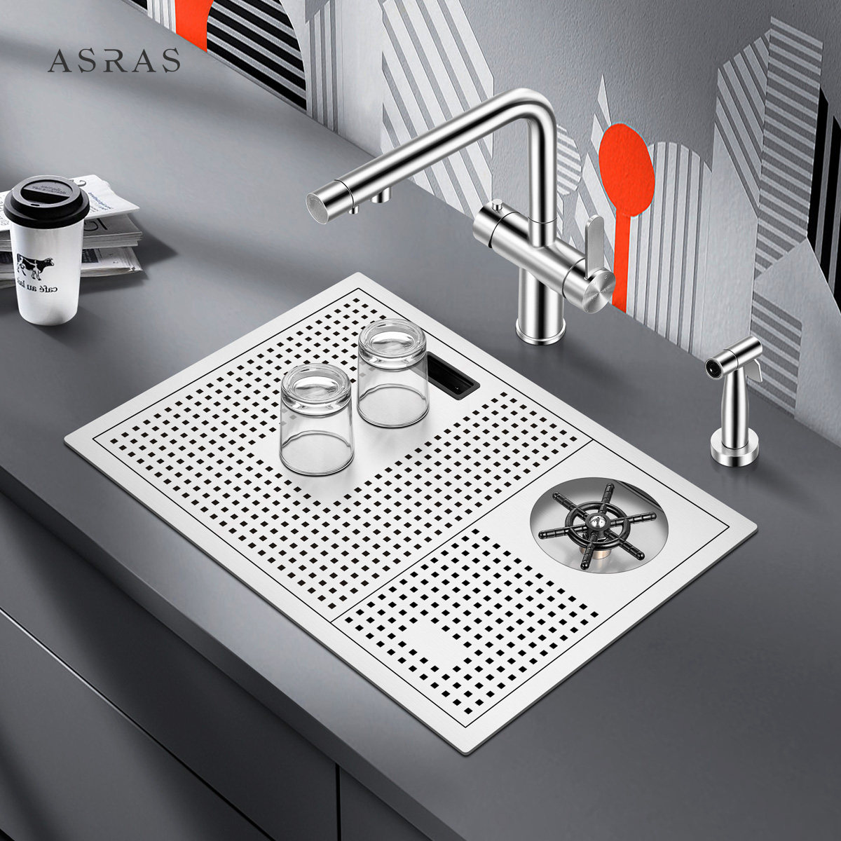 阿萨斯不锈钢洗杯器水槽套餐高压自动奶茶咖啡厅酒水吧台小单槽,淘宝优惠券,粉丝福利购,淘宝优惠卷