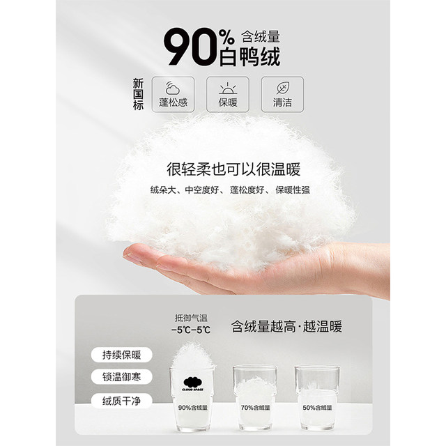 CLOUDSPACE hot-pressed rubber vest 90 white duck down stand-up collar silhouette slightly matte winter down vest