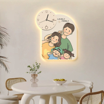 Family of three-four-mouth clock hanging bell living room home fashion nets red dining room decoration painting creative clock wall-mounted wall lamp