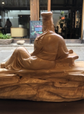 奇木手作黄杨木雕全手工太乙真人摆件实木雕刻工艺品家居装饰摆件