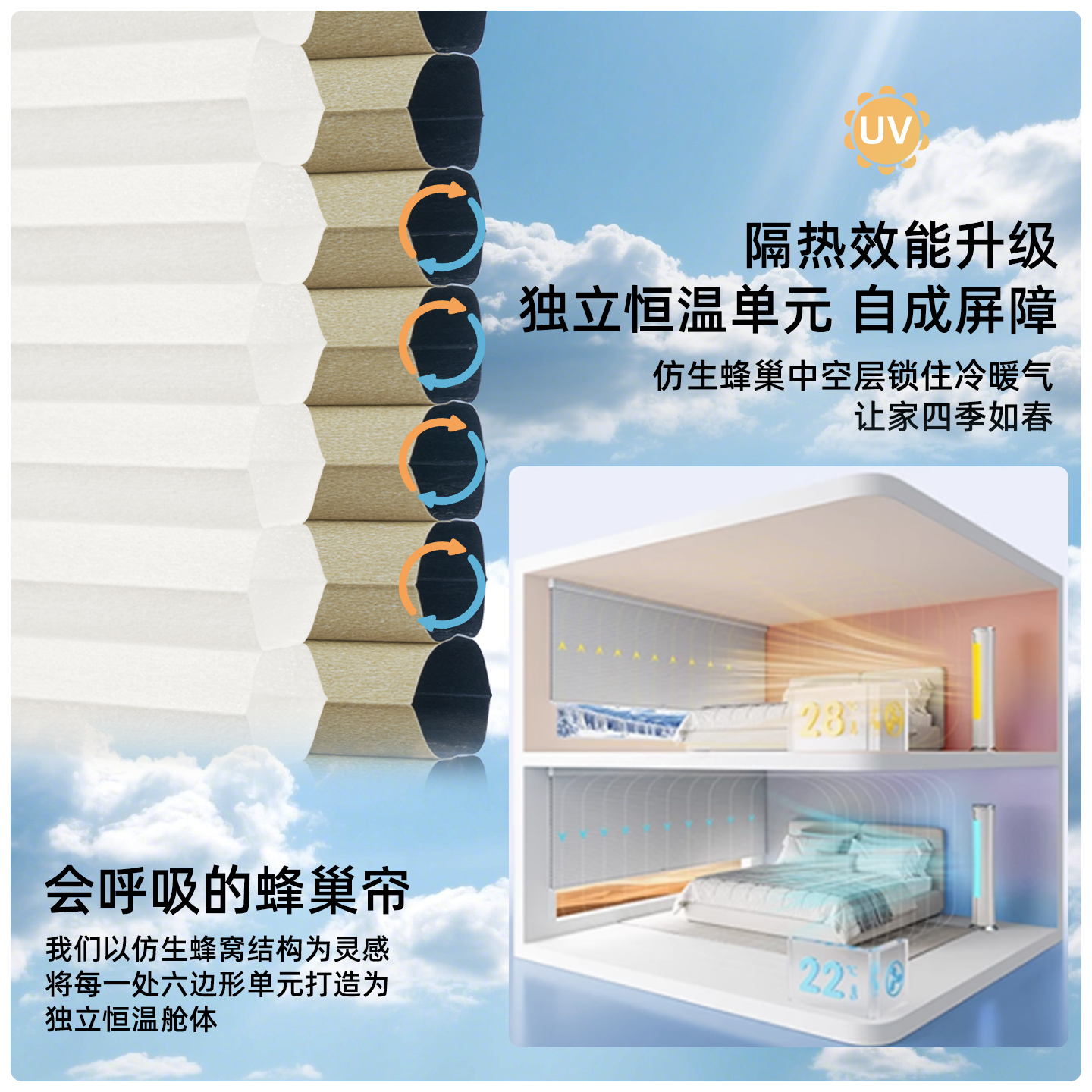 帘百年免打孔蜂巢帘卫生间厨房窗户全遮光防水浴室风琴蜂窝窗帘 - 图3