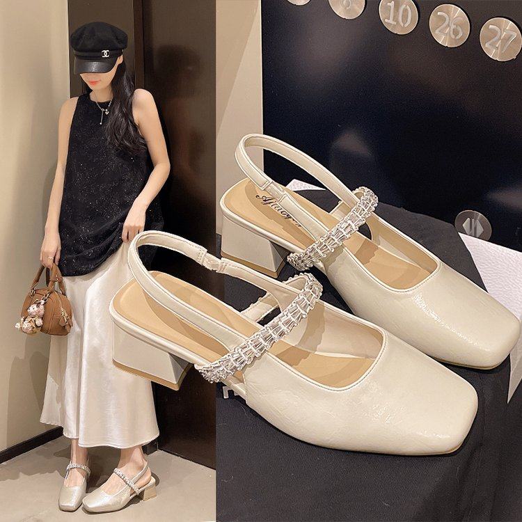 绝美方头粗跟包头凉鞋女夏外穿2025新款高级仙女高跟鞋配裙子单鞋,淘宝优惠券,粉丝福利购,淘宝优惠卷