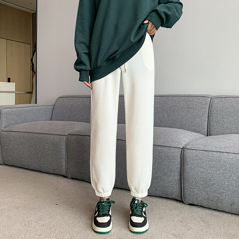 300斤胖mm超大码雪尼尔运动裤女秋冬加绒宽松显瘦束脚休闲卫裤子,淘宝优惠券,粉丝福利购,淘宝优惠卷