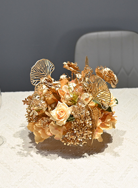 金色桌花仿真花婚礼生日派对布置
