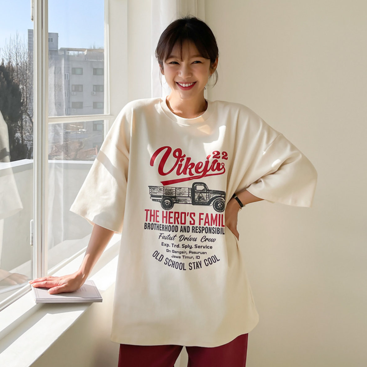 韩国特大码女装胖mm秋装新品时尚卡通汽车图案宽松短袖休闲T恤108 - 图2