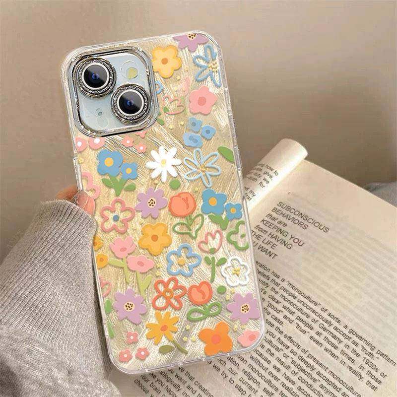 涂鸦花朵适用iPhone15手机壳16Promax女新款14Pro全包防摔13带挂绳镜头膜12轻奢风11高级感苹果X的8Plus外壳,淘宝优惠券,粉丝福利购,淘宝优惠卷