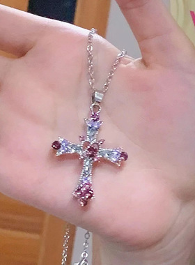 合金甜酷风辣妹十字架项链项链