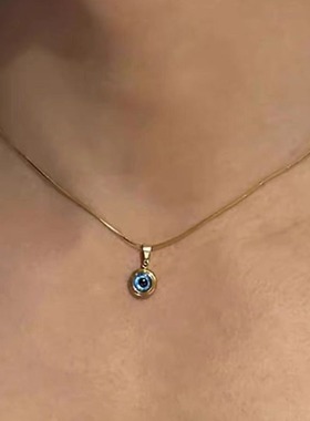 天使之眼钛钢金色精致锁骨链男个性轻奢项链小众原创设计饰品女潮