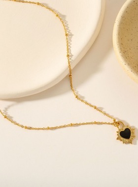 合金锁骨链新款钛钢14K金项链