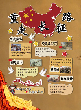 幼儿园班级文化墙贴重走长征路