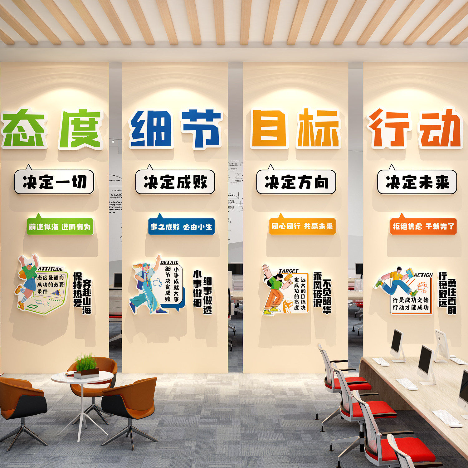 办公司室企业文化墙面装饰氛围布置进门形象柱子承重励志标语贴纸,淘宝优惠券,粉丝福利购,淘宝优惠卷