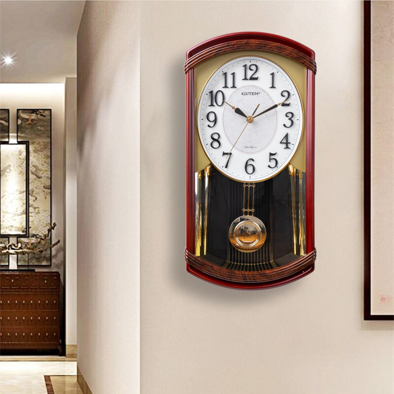 金钟宝老式报时挂钟中式复古摇摆钟表客厅家用静音欧式创意石英钟-图0