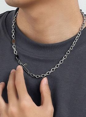 镂空十字架拼接项链男简约百搭配