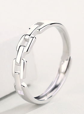 围城情侣戒指一对时尚潮流食指戒简约小清新锆石指环情侣开口戒指