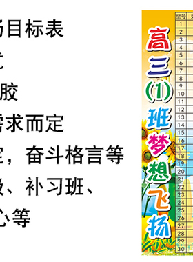 定制目标计划表 贴墙 中/高中学生奋斗目标表 梦想飞扬  进步格言